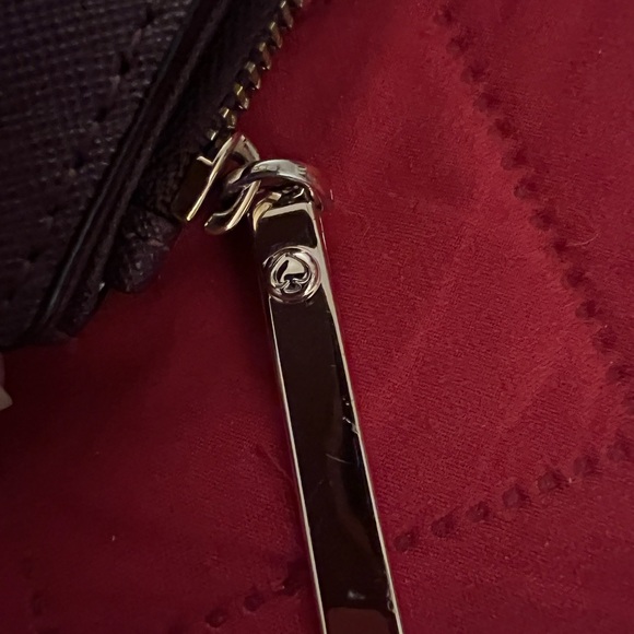 Kate Spade Burgundy/Wine Bifold Wallet with Gold Tone Accents. - Picture 7 of 9